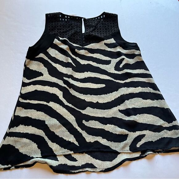 Cabi Women's Sleeveless Blouse Black and Cream Zebra Print Size Small - Picture 7 of 8